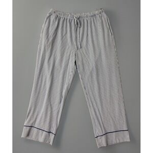 The Cats Pajamas Blue‎ White Stripe Pima Cotton Modal Crop Pajama Pant Women's L